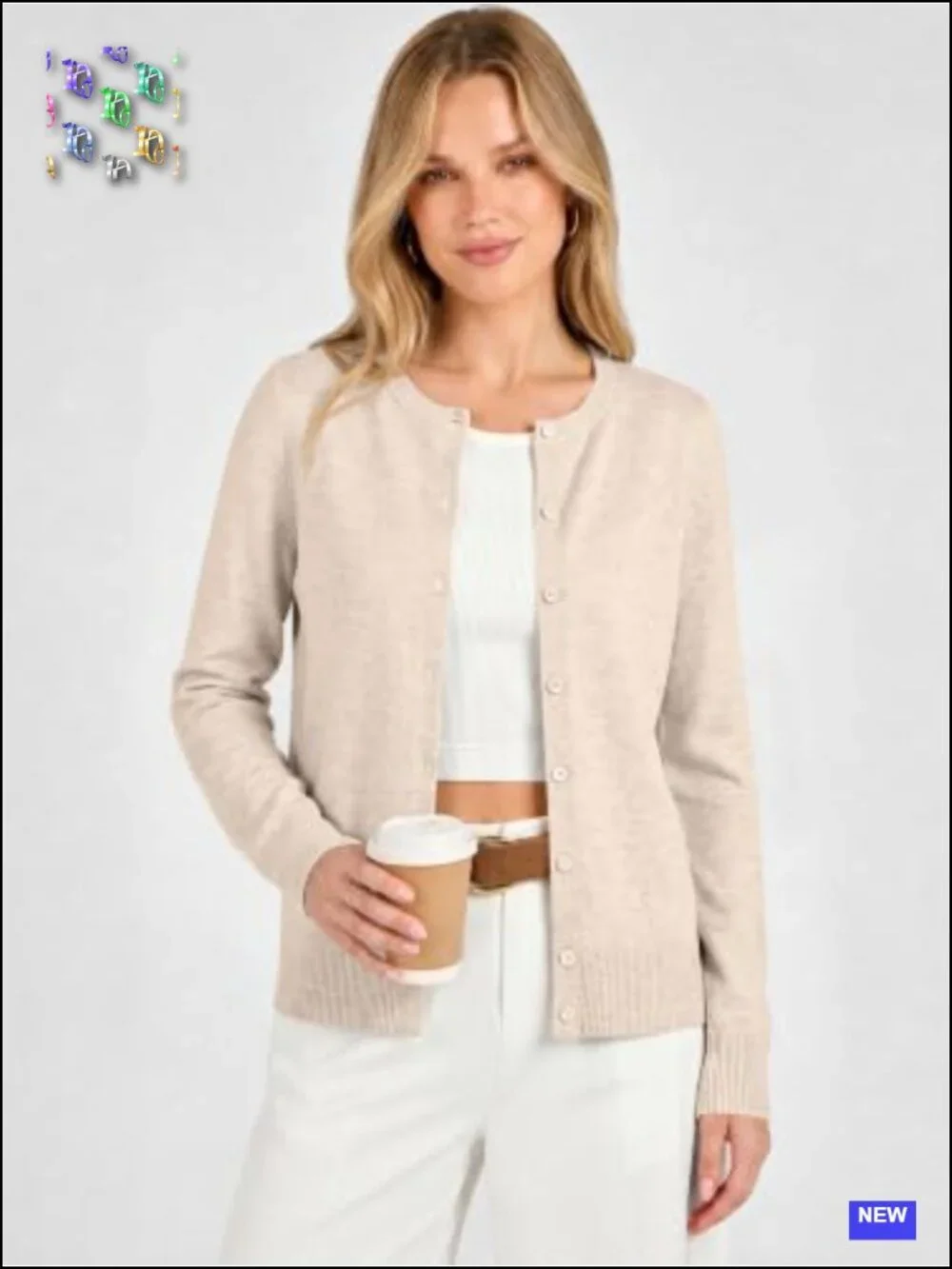 Women's Lightweight Cardigan Sweater - Button Down Long Sleeve Knit Top - Picture 2 of 6